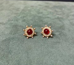 Spinel, Diamond and Natural Pearl Earrings