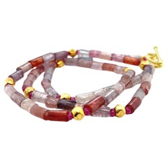 Spinel Beaded Necklace with 18k Yellow Gold Accents and Clasp, 20 Inches Spinel Beaded Necklace with 18k Yellow Gold Accents and Clasp, 20 Inches