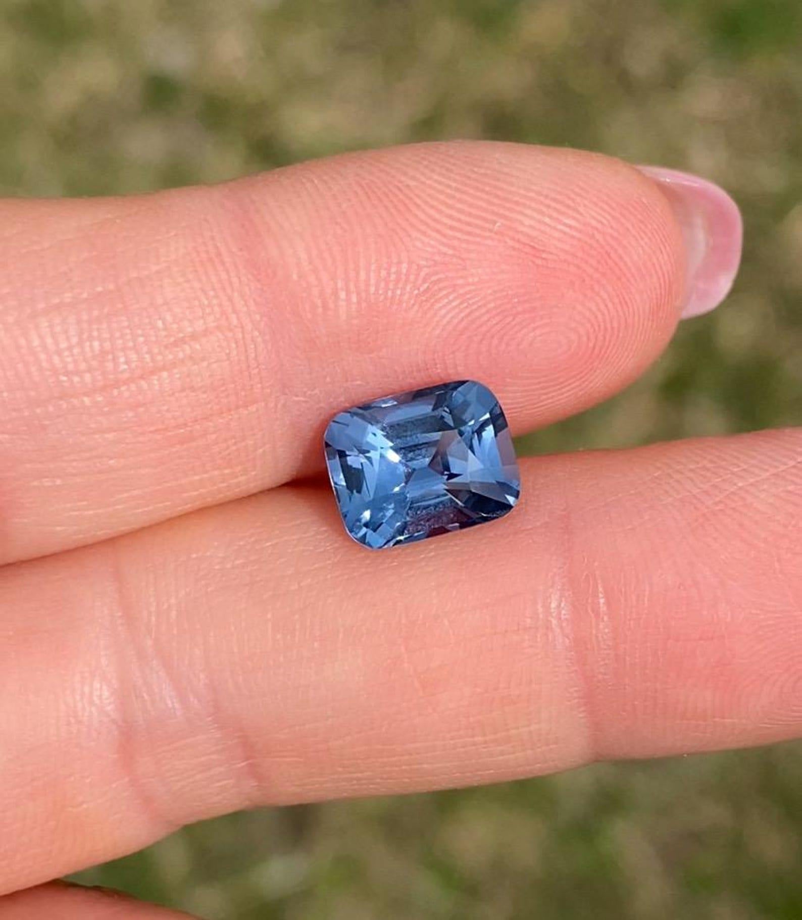 Spinel Blue GIA Certified Natural VS 3.20Ct gemstone, Cushion cut, Tanzania