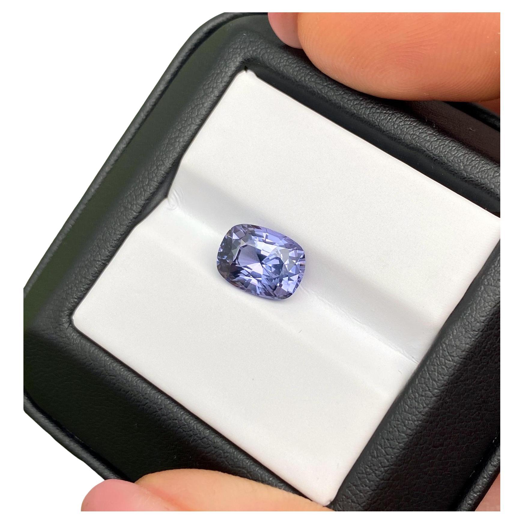 Spinelle Violet bleuté 3.05Ct pierre précieuse naturelle, Coussin Tanzanie, Certificat GFCO