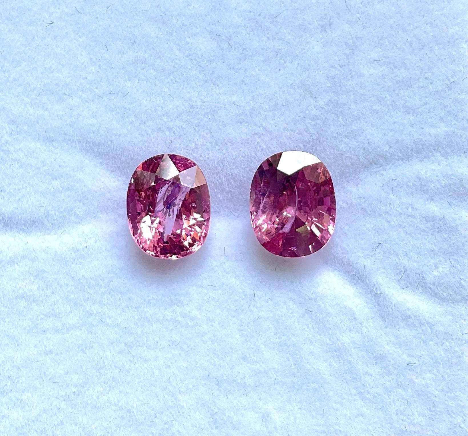 Spinel Burma 5.40 Carats Oval Cut Pair 2 Pieces For Top Fine Jewelry Natural Gem (Art déco) im Angebot