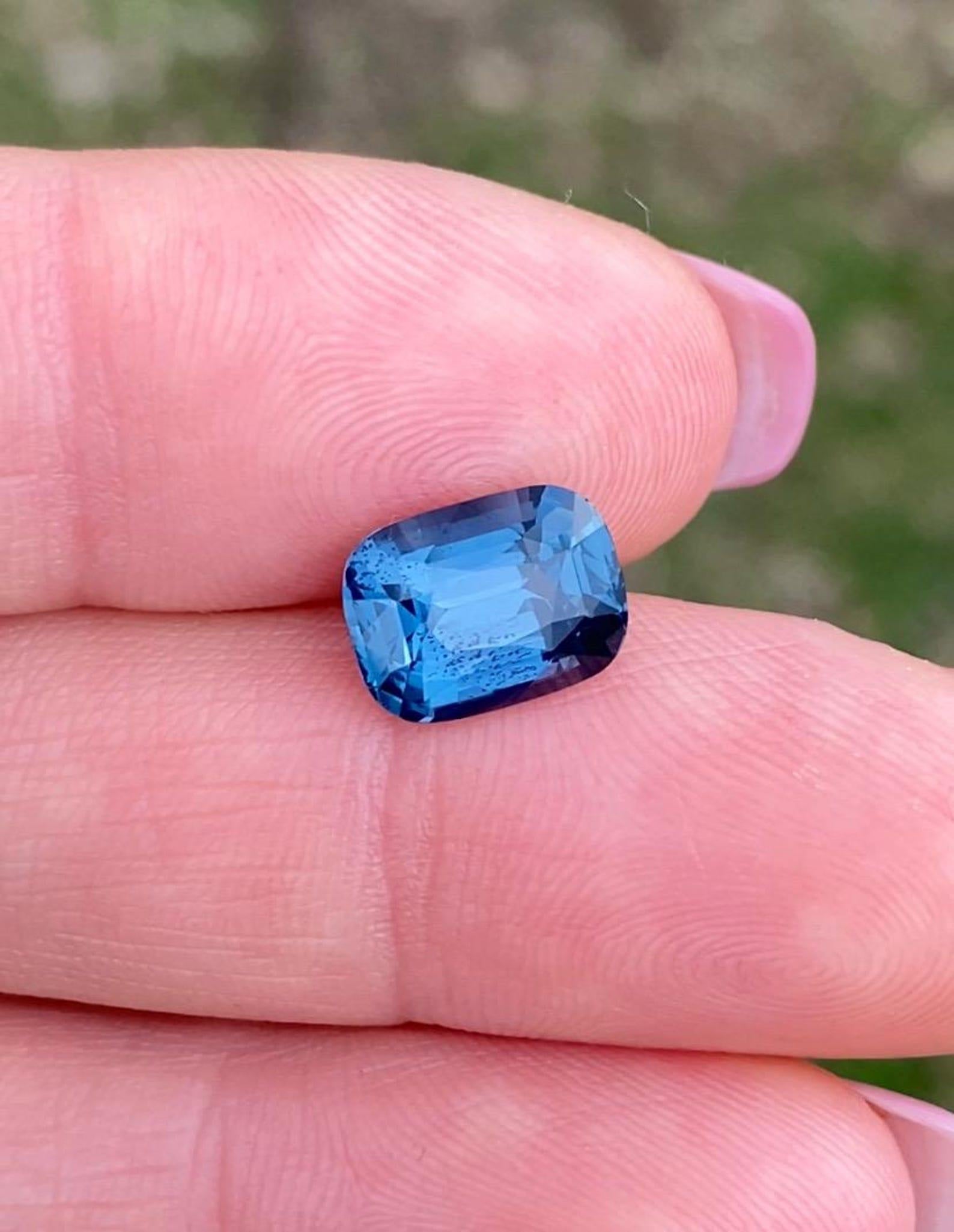 Spinel Cobalt Blue 3.25 Ct. Natural gemstone, Cushion, Tanzania, GFCO certified In New Condition For Sale In Daugavpils, LV