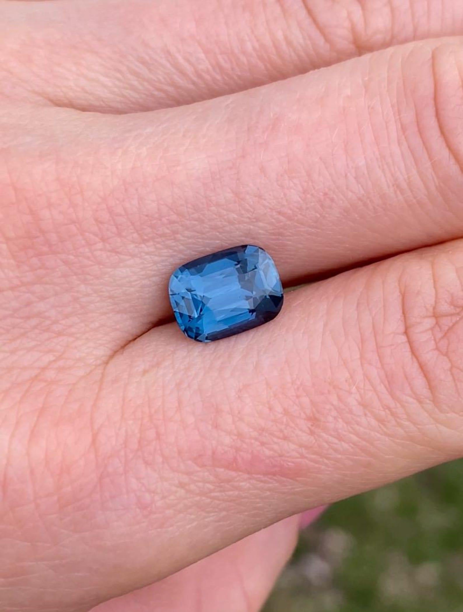 Spinel Cobalt Blue 3.25 Ct. Natural gemstone, Cushion, Tanzania, GFCO certified For Sale 2