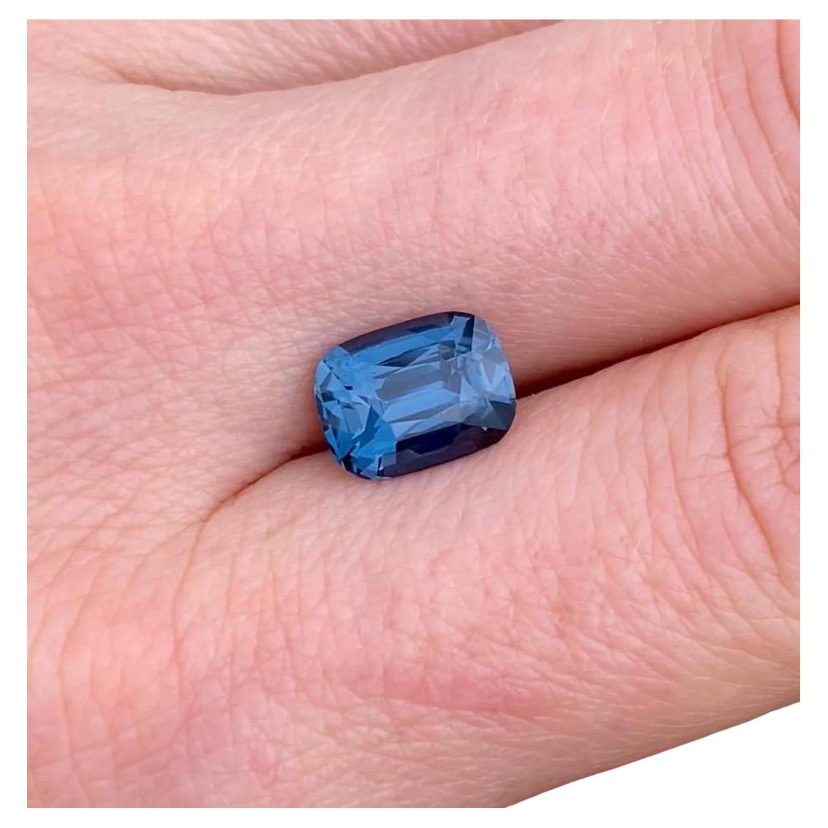 Spinelle bleu cobalt 3,25 carats Pierre précieuse naturelle, coussin, Tanzanie, certifiée GFCO