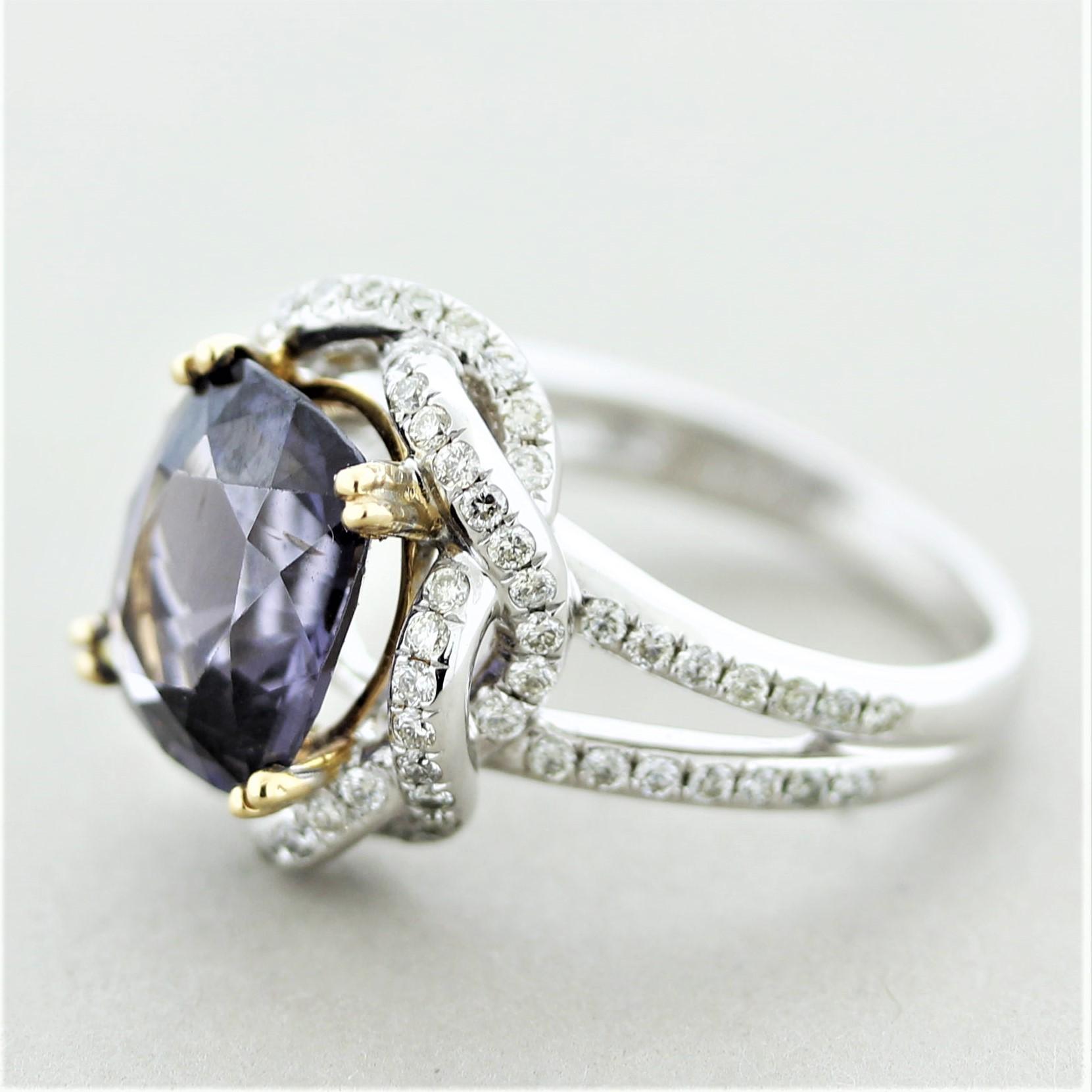 Spinell-Diamant-Goldring (Gemischter Schliff) im Angebot