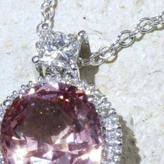 Schmuckzicke 3.46ct Pinkish-Orange Spinel Diamond Pendant Necklace GFCO Certific