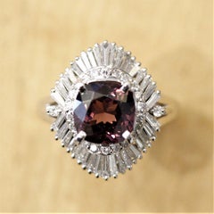 Spinel Diamond Platinum Cocktail Ring