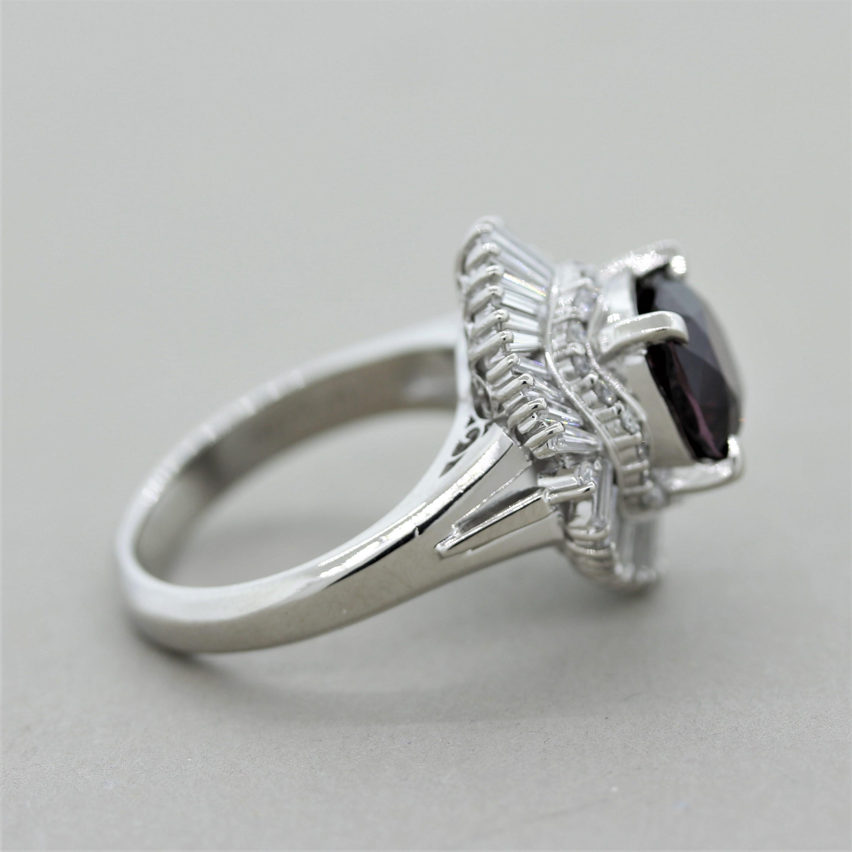 Women's Spinel Diamond Platinum Cocktail Ring For Sale