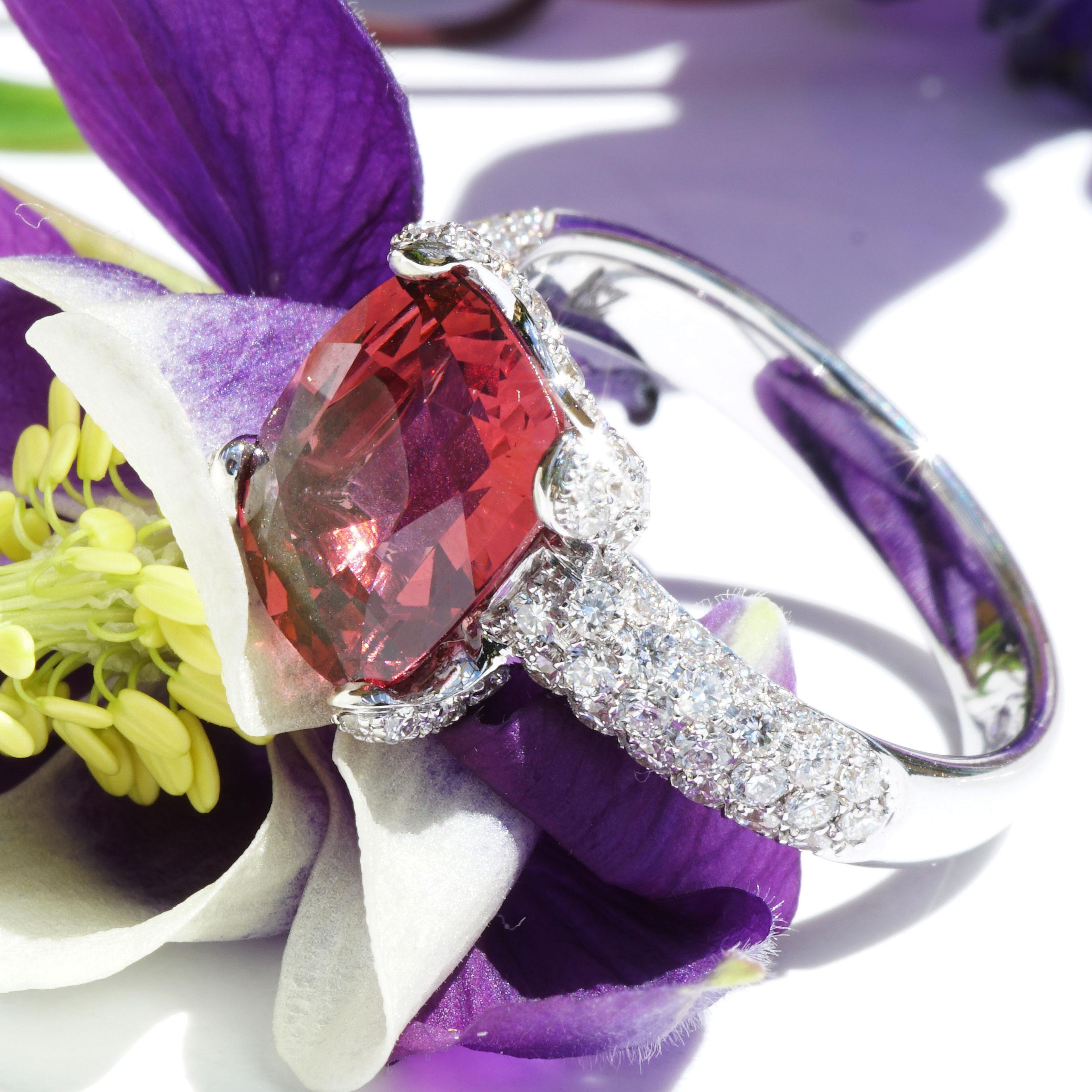 3.65 ct AAA+ Red Spinel Brilliant Ring  White Gold Mine Badachshan Afghanistan  1