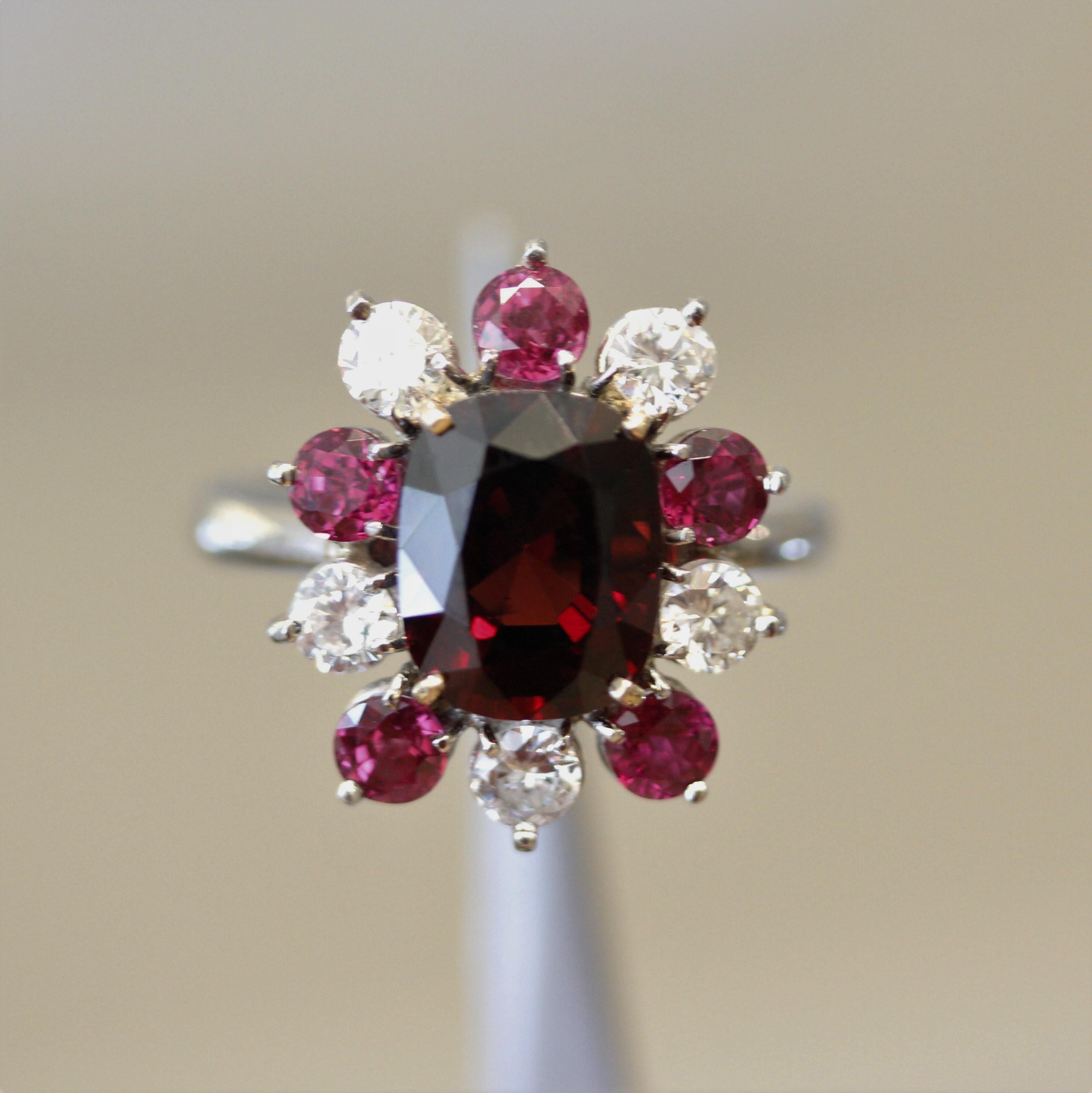 Spinel Diamond Ruby Platinum & Gold Ring, GIA Certified For Sale 1