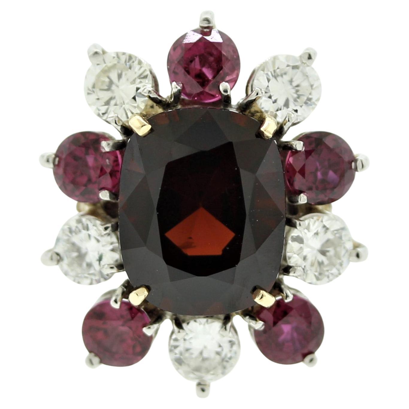 Espinela Diamante Rubí Anillo de Platino y Oro, Certificado GIA