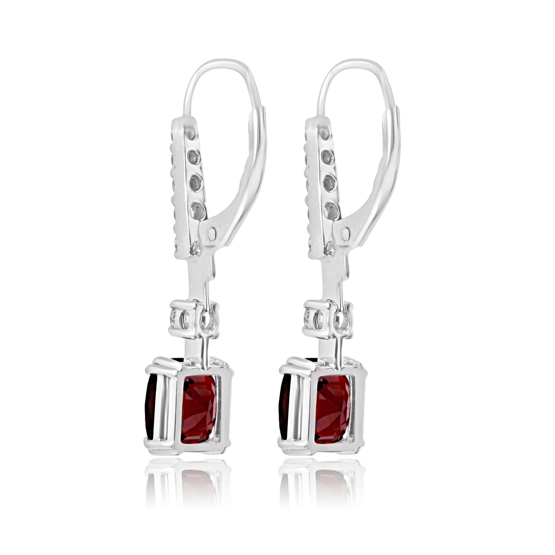 Contemporary Spinel Diamond White Gold Lever Back Drop Earring