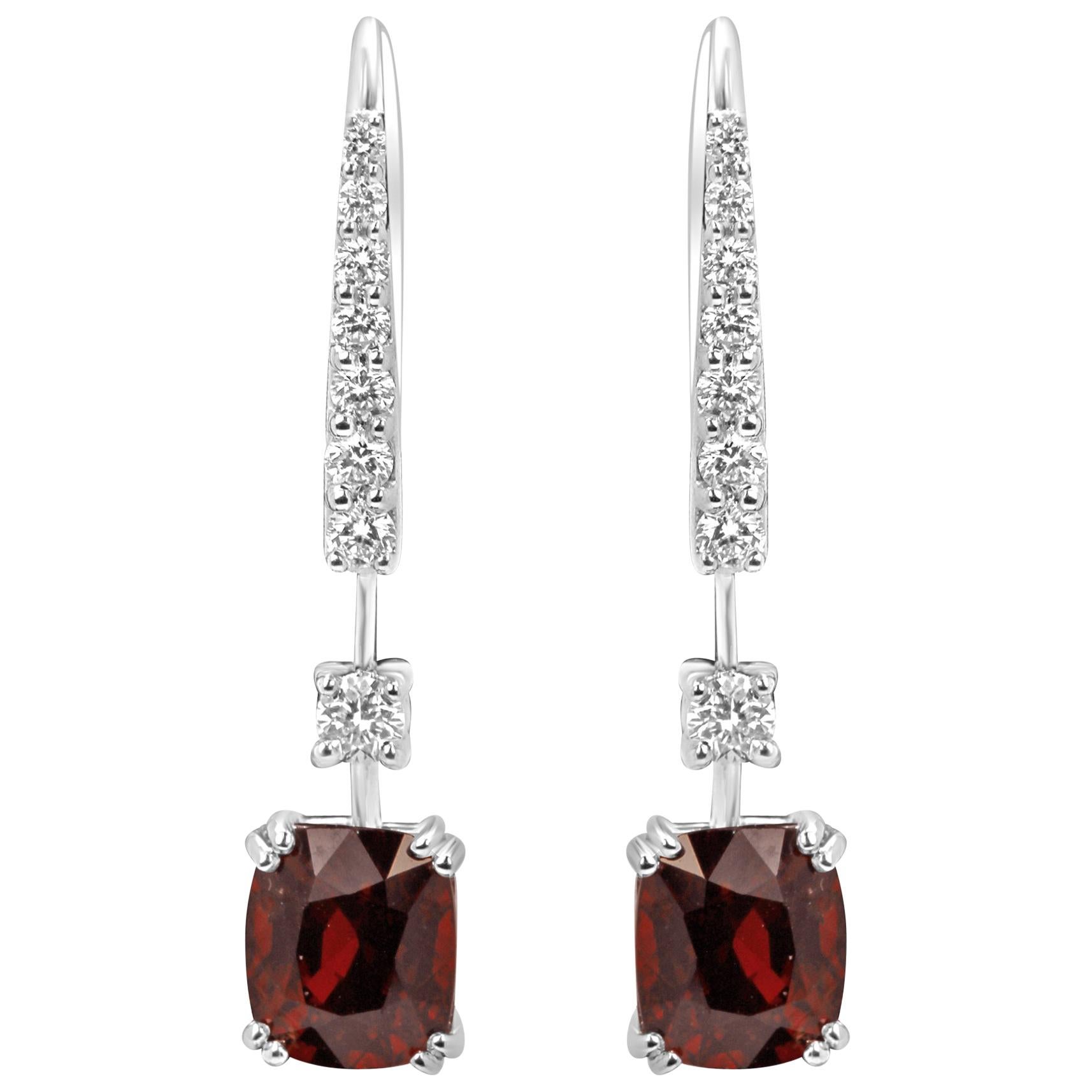 Spinel Diamond White Gold Lever Back Drop Earring