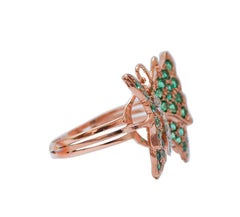 Spinel, Diamonds, Rose Gold and Silver Butterfly Ring.