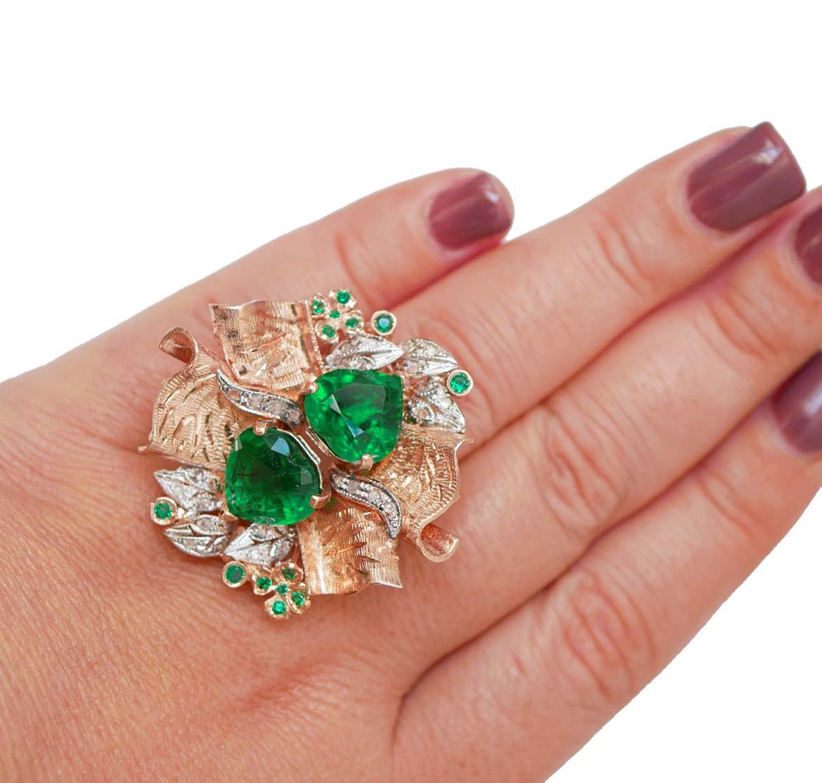 Ring aus Spinell, Diamanten, Roségold und Silber. im Zustand „Gut“ im Angebot in Marcianise, Marcianise (CE)