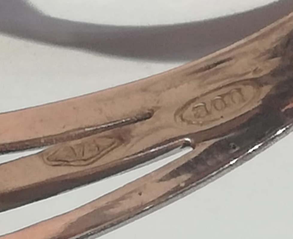 Ring aus Spinell, Diamanten, Roségold und Silber. Damen im Angebot