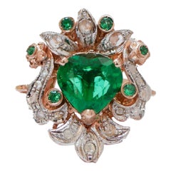 Vintage Spinel, Diamonds, Rose Gold and Silver Ring.