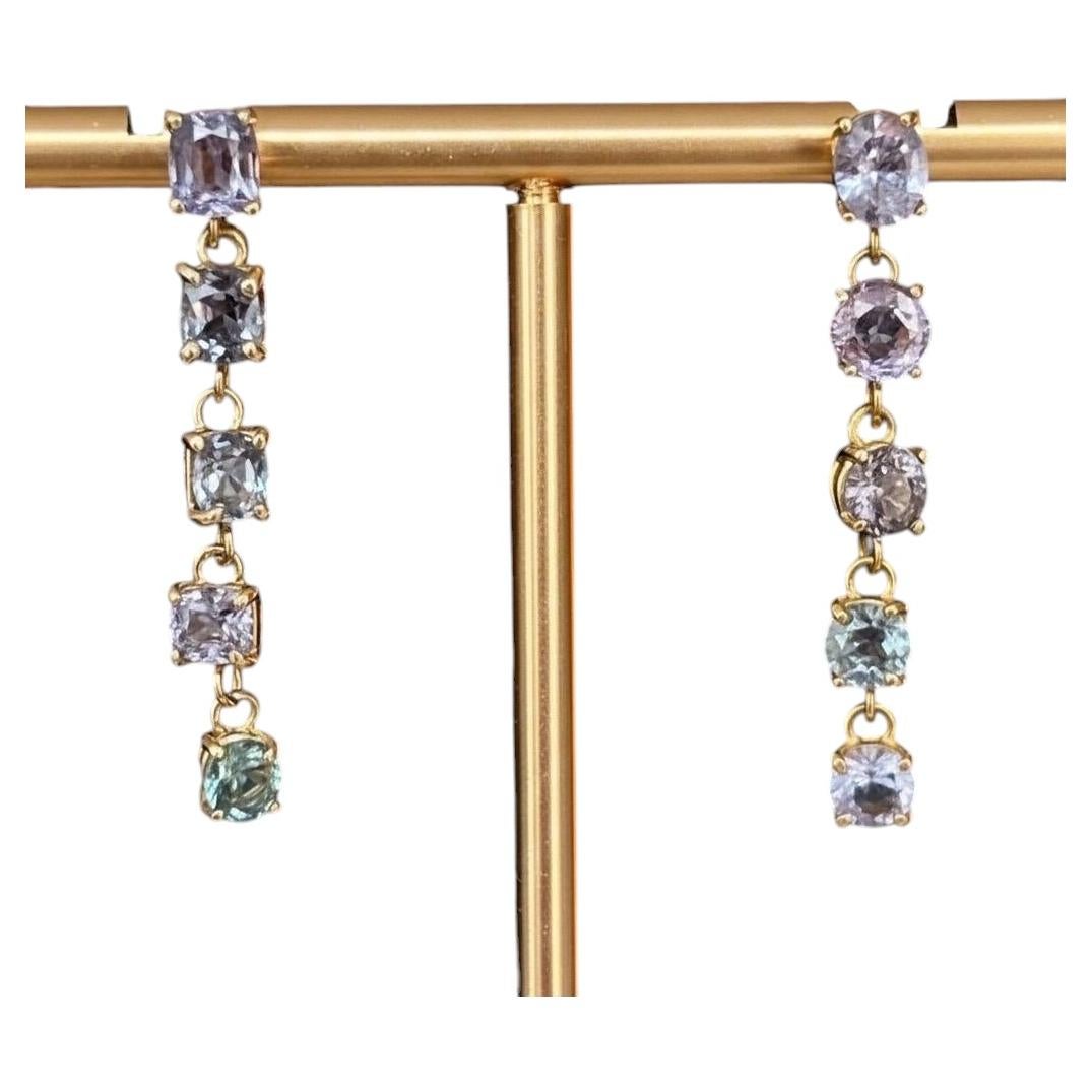 Orecchini con spinello e oro 14k, orecchini pendenti pezzi unici