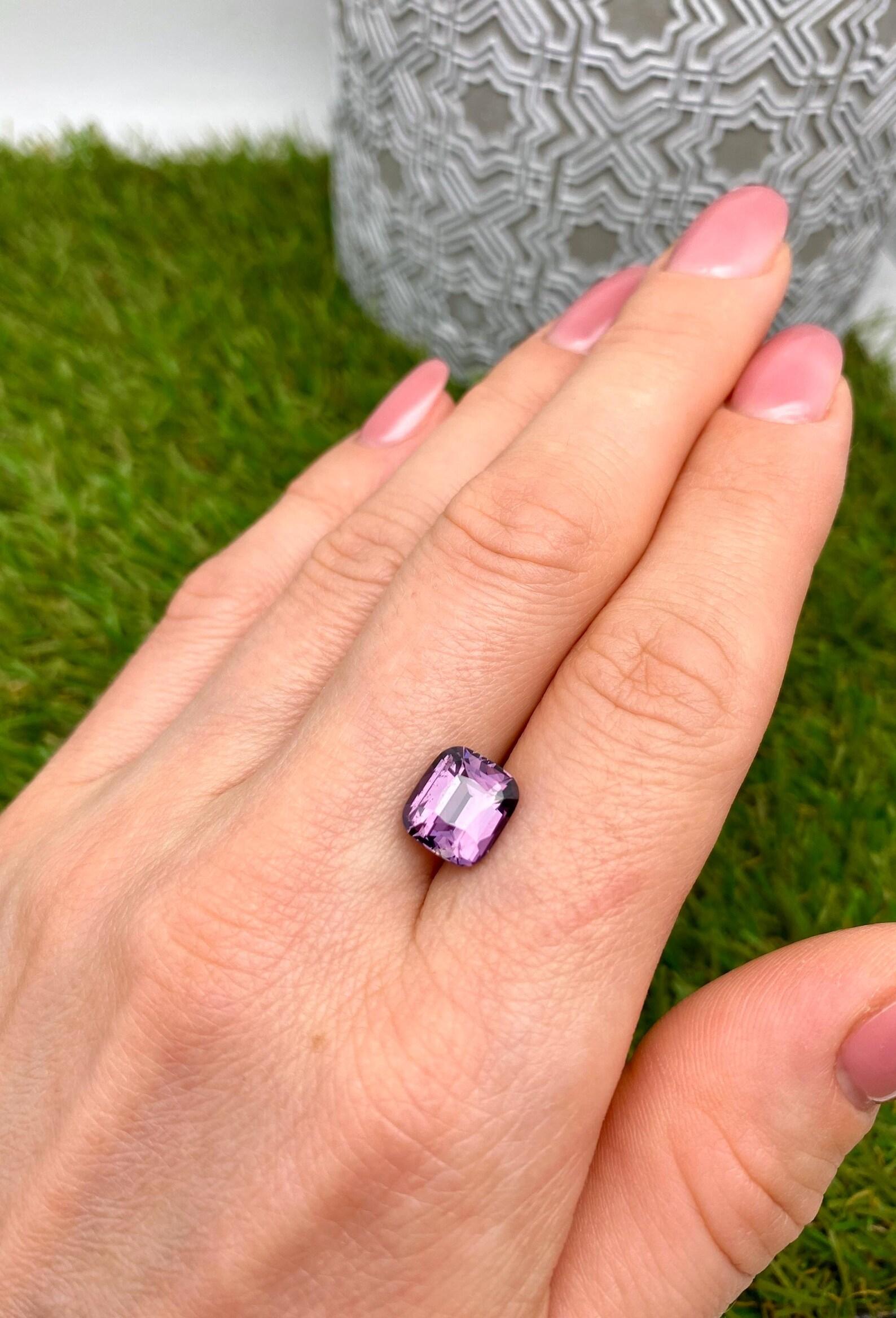 Natural Lavender-Violet Spinel Loose gemstone

GFCO Laboratory certified
Gemstone Color: Lavender Violet
Gemstone Type: Spinel
Gemstone size: 9.37x8.45x6.04mm
Cut Grade: Very Good
Clarity/Grade: VS
Gemstone Shape: Cushion Cut
Gemstone Creation: