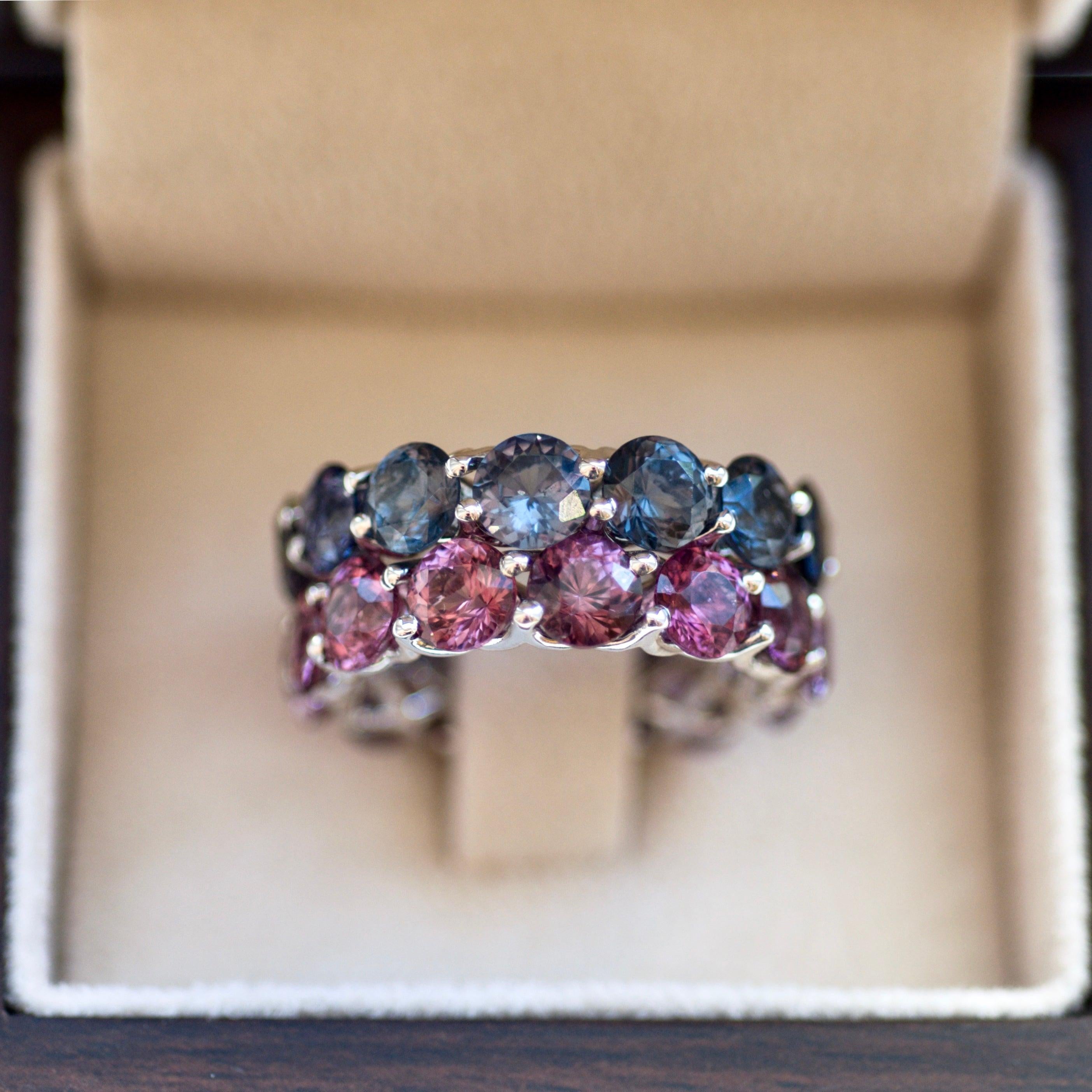 For Sale:  Spinel Mix Color 14 Karat White Gold Infinity Ring 2