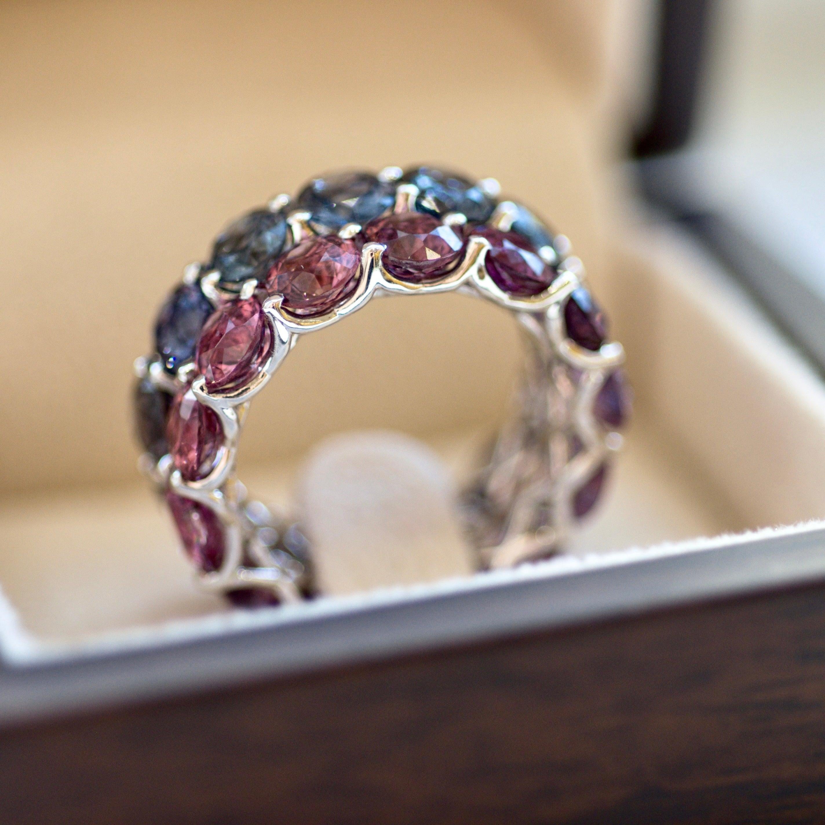 For Sale:  Spinel Mix Color 14 Karat White Gold Infinity Ring 3