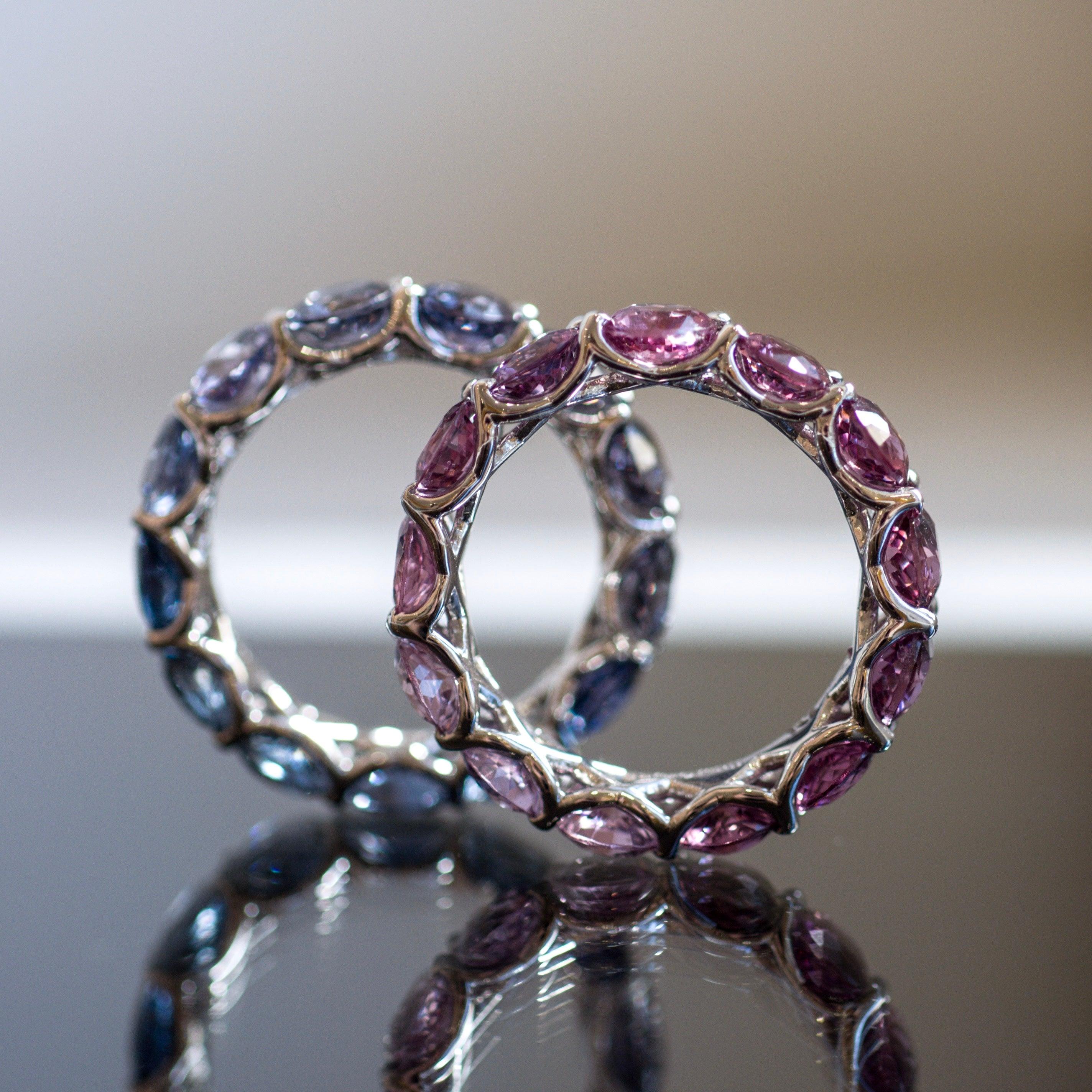 For Sale:  Spinel Mix Color 14 Karat White Gold Infinity Ring 4