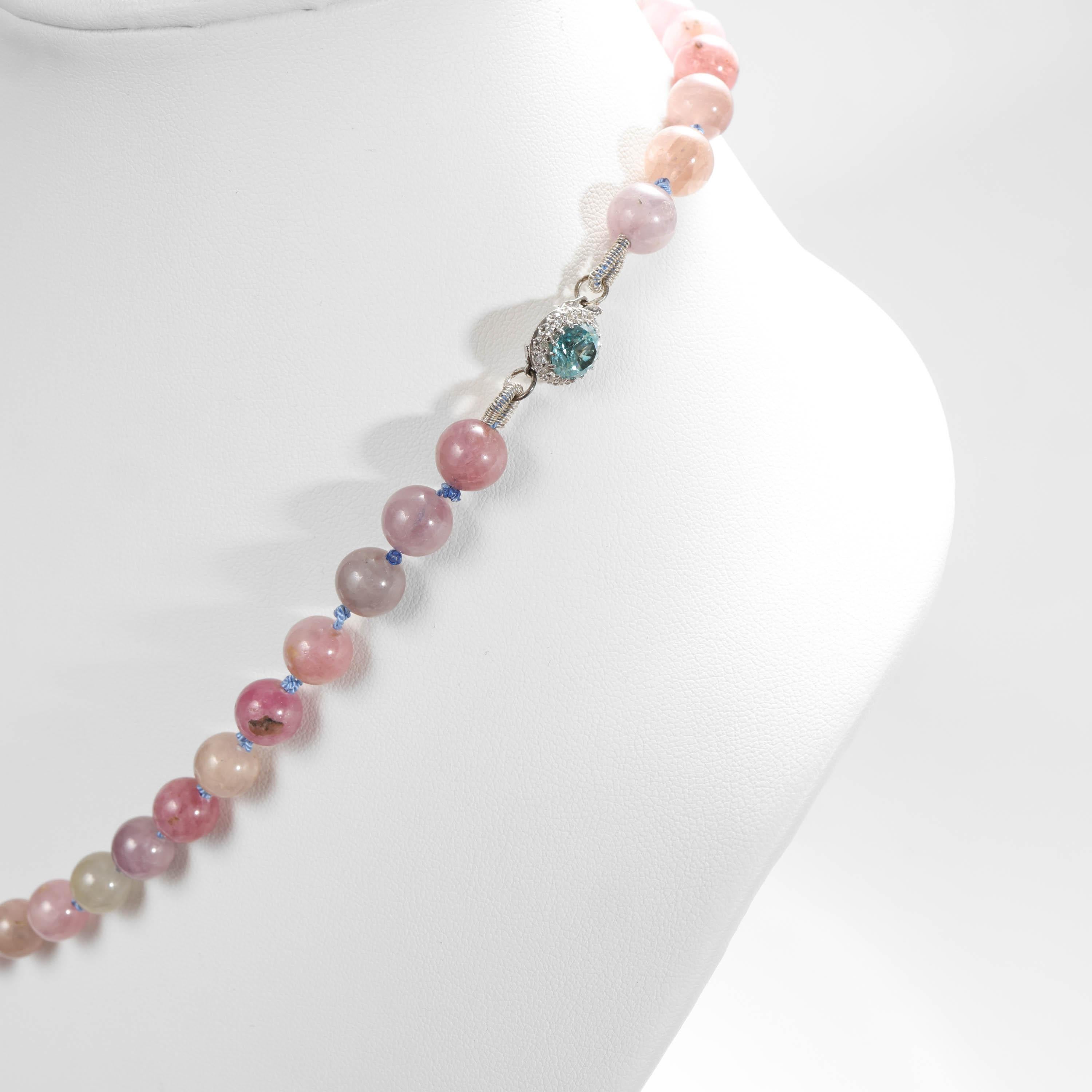 Artisan Spinel Necklace with Zircon and Diamond Clasp Certified No-Heat For Sale