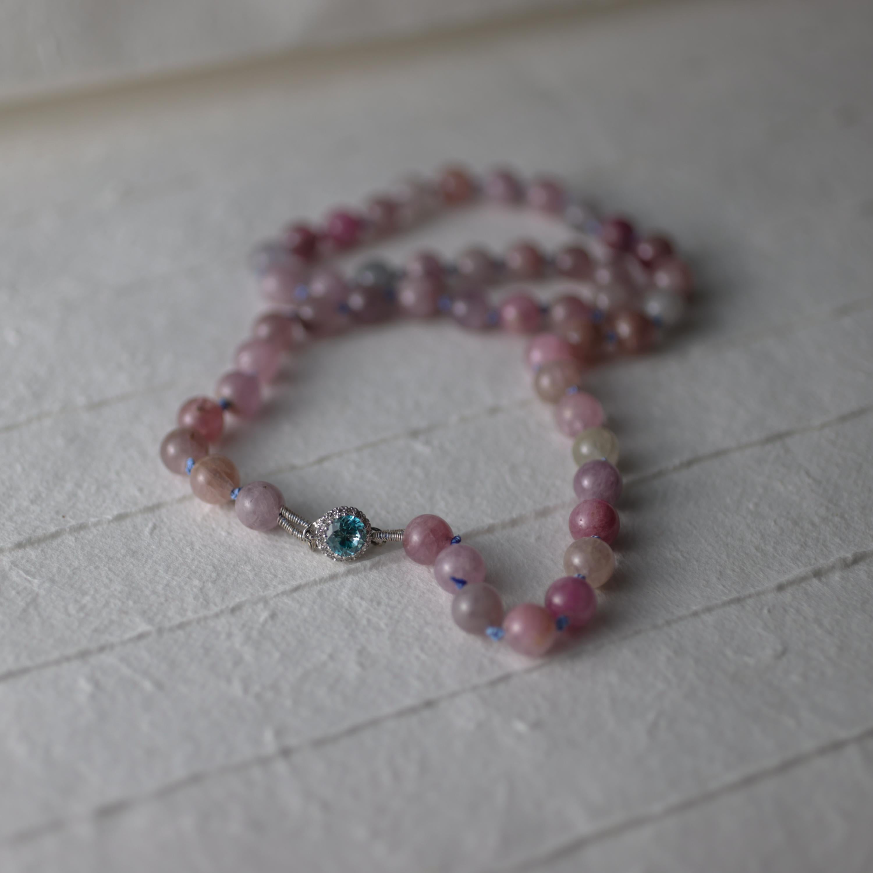 Spinel Necklace with Zircon and Diamond Clasp Certified No-Heat 1