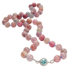 Spinel Necklace with Zircon and Diamond Clasp Certified No-Heat