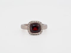 Spinel No Heat 2.67 Ct from Burma, with Diamond Halo Set in White Gold
