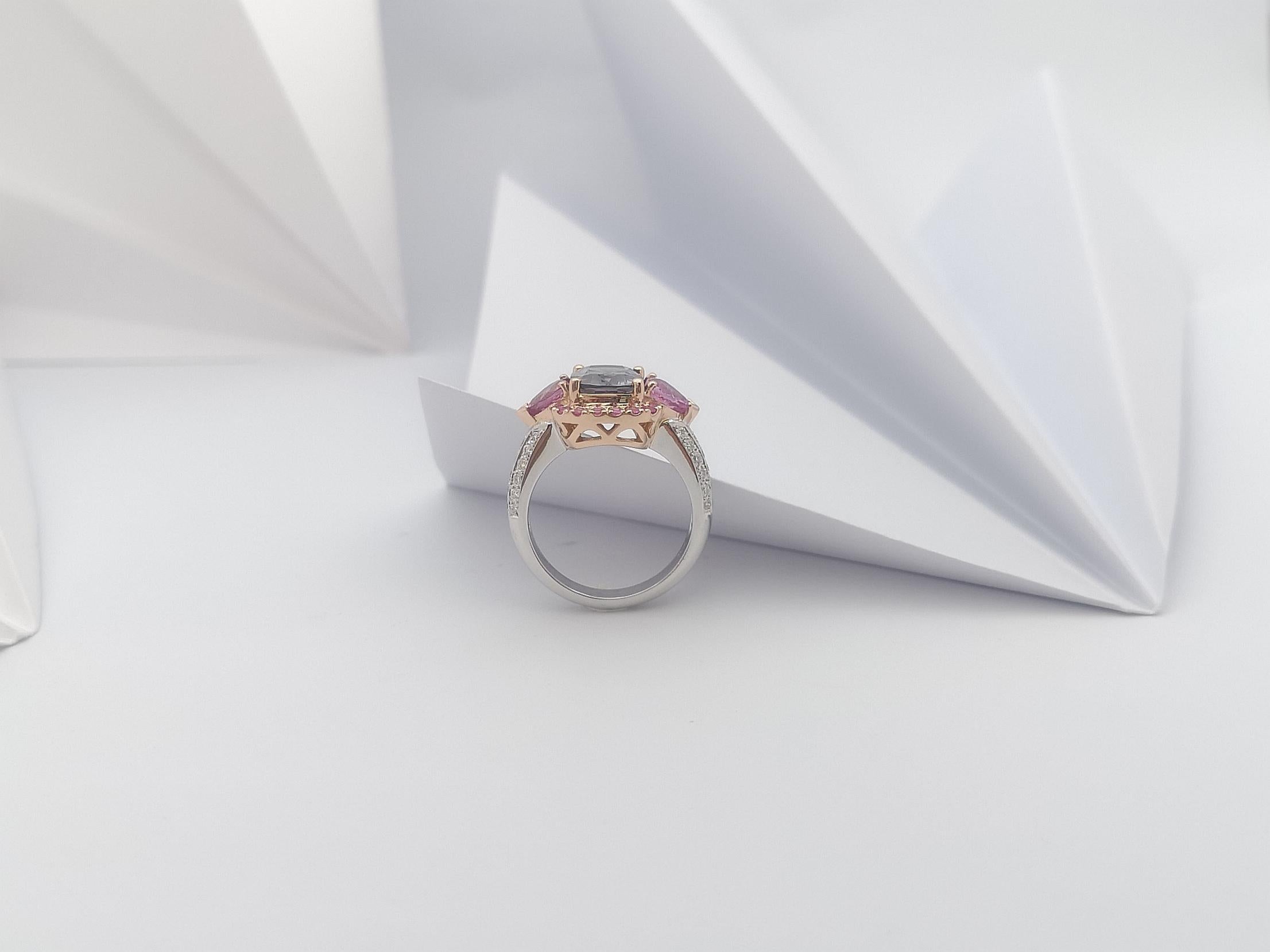 Ring mit Spinell, rosa Saphir und Diamant in 18 Karat Weißgoldfassung im Angebot 5
