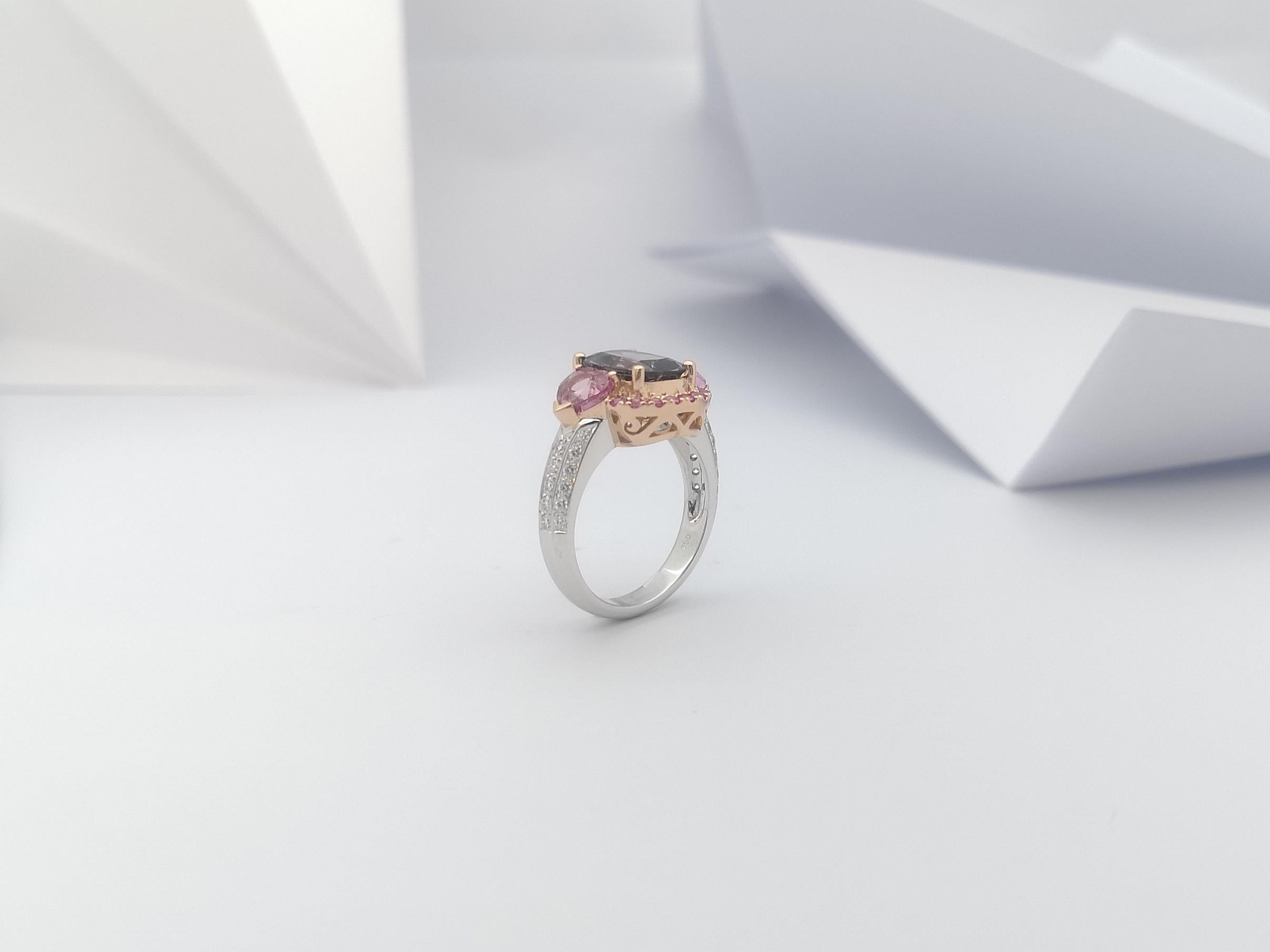 Ring mit Spinell, rosa Saphir und Diamant in 18 Karat Weißgoldfassung im Angebot 7