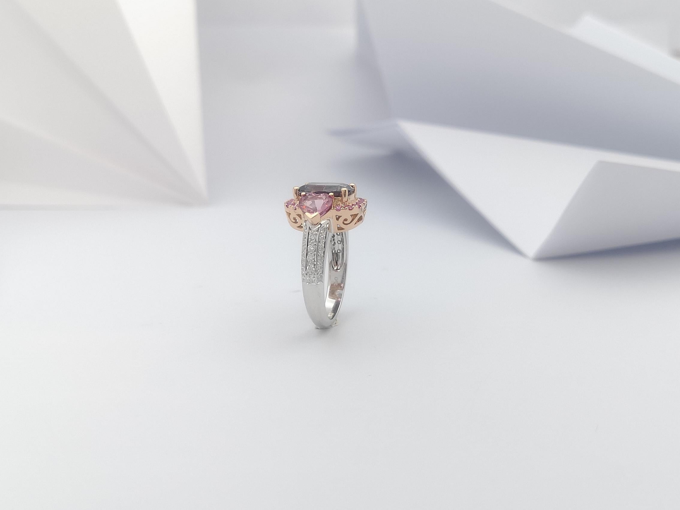 Ring mit Spinell, rosa Saphir und Diamant in 18 Karat Weißgoldfassung im Angebot 8