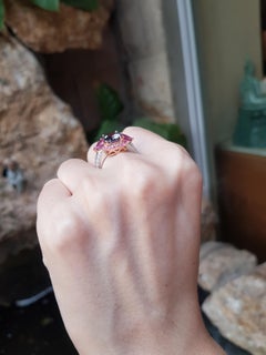 Spinel, Pink Sapphire and Diamond Ring Set in 18 Karat White Gold Settings