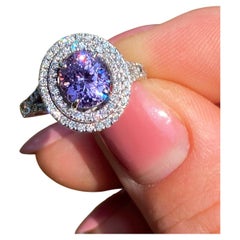 Spinel Pinkish Violet and Diamonds natural gemstone Ring, 14 Karat Gold, Size 7