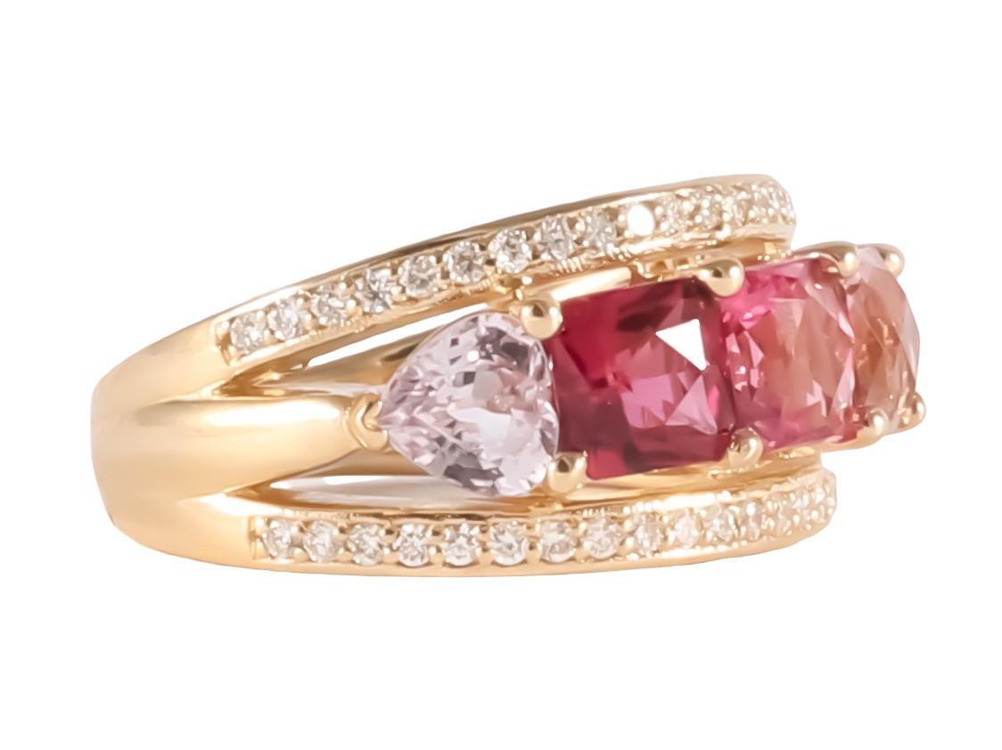 Contemporary Spinel Diamond Colorblock Ring For Sale