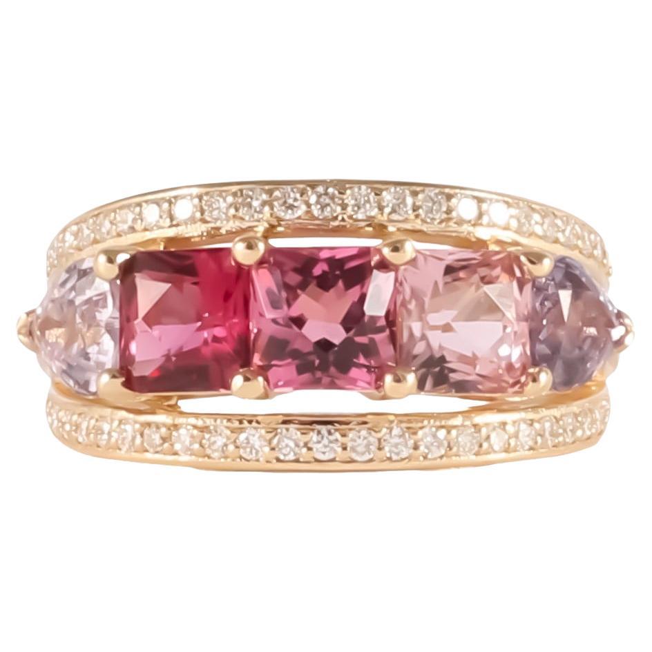 Spinel Diamond Colorblock Ring For Sale