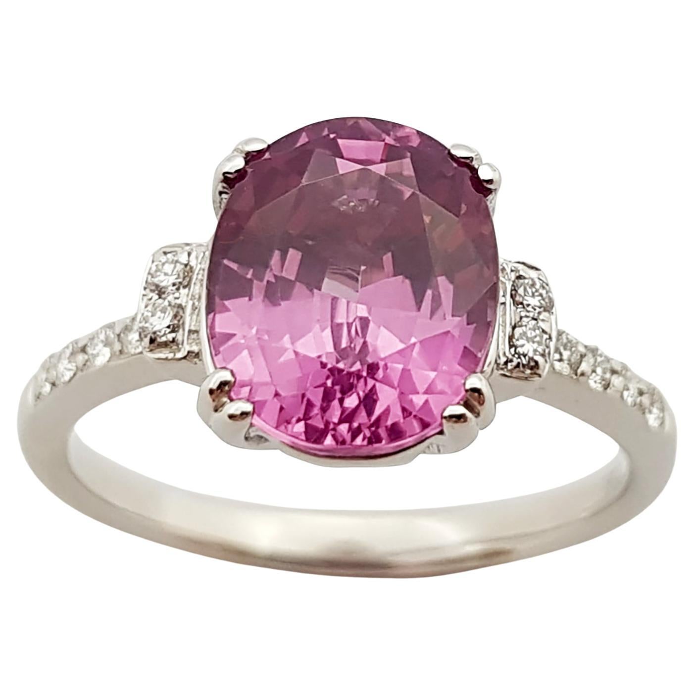 Spinel with Diamond Ring Set in 18 Karat White Gold Settings For Sale