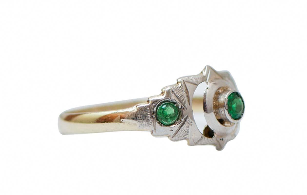 Retrò ring in 9 kt yellow gold and white gold structure mounted with three hydrothermal spinel.
Hydrothermal Spinel 0.05 gr
Total Weight 1.40 gr
RF  +FCG
Italian Size 15
Usa Size 7.17
French Size 55

For any information, feel free to contact the
