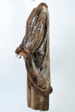 Spinella Venezia Hand Painted Velvet Ensemble with Mink Trim