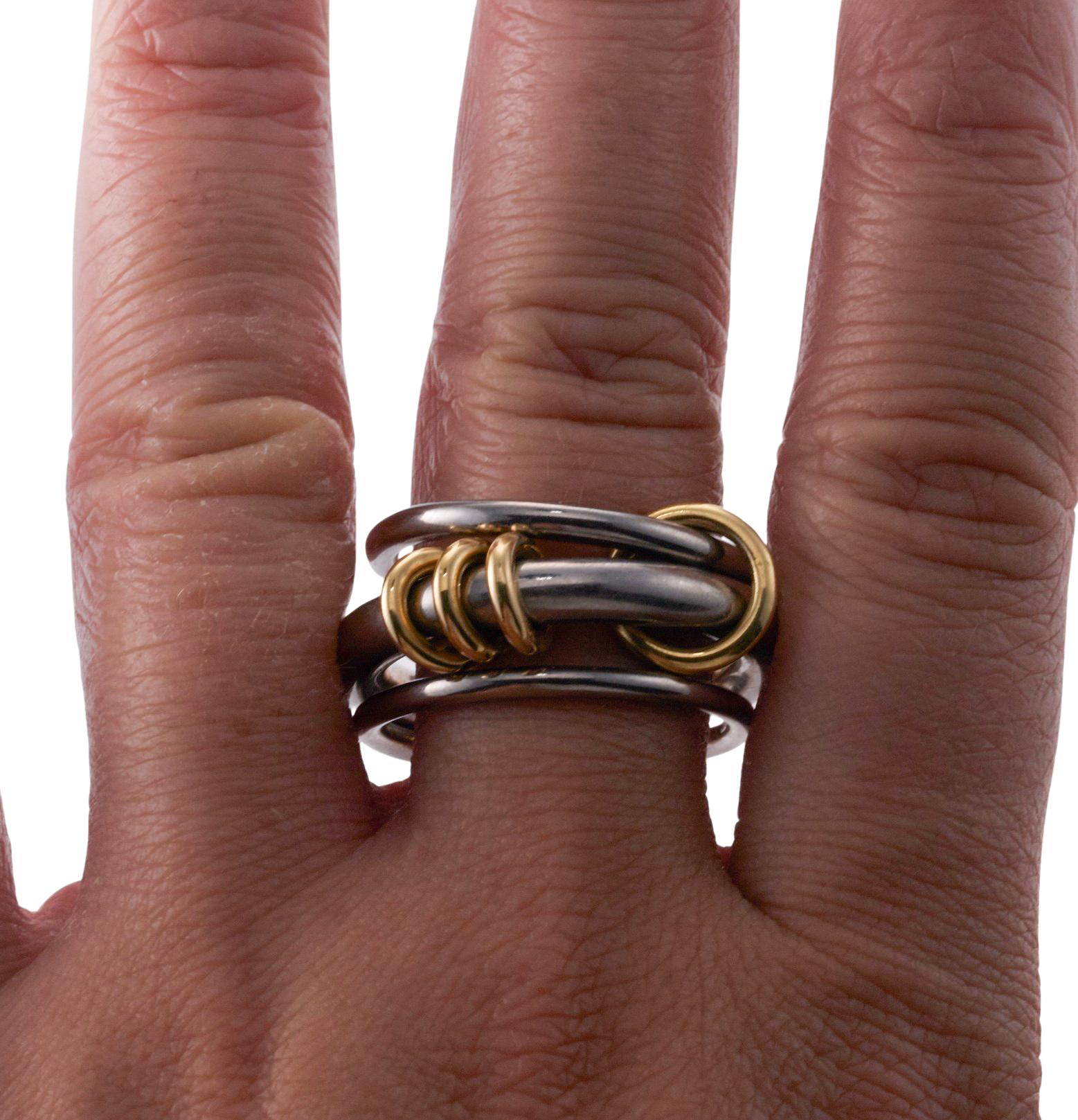 Women's or Men's Spinelli Kilcollin Gold Set Of Three Linked Ring For Sale