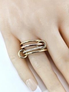 Spinelli Kilcollin Multi Band 18K Yellow Rose Gold Diamond Ring w/Box #24769