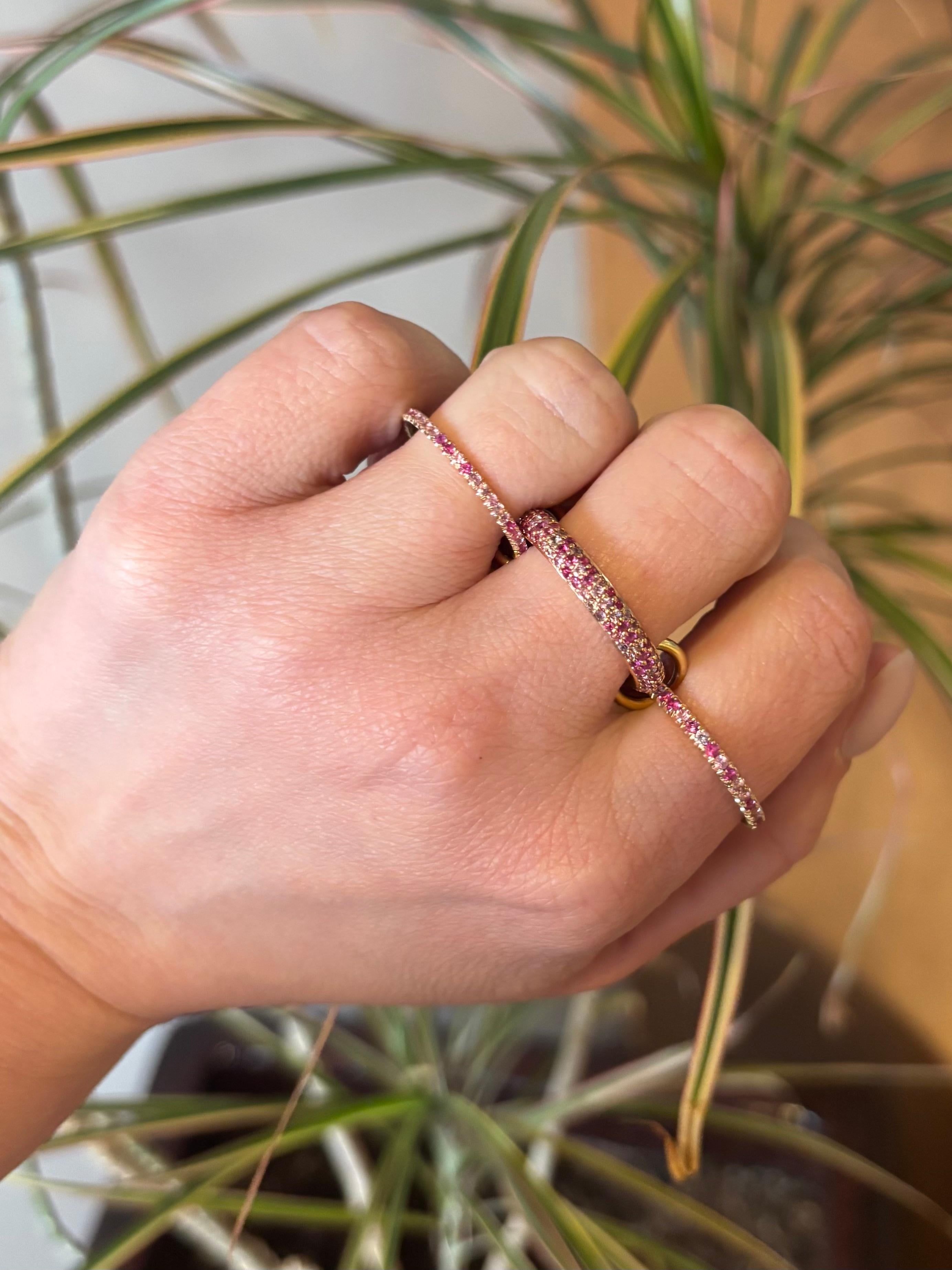 Round Cut Spinelli Kilcollin Nova Rose Pink & Purple Sapphire Ring in 18k Rose Gold