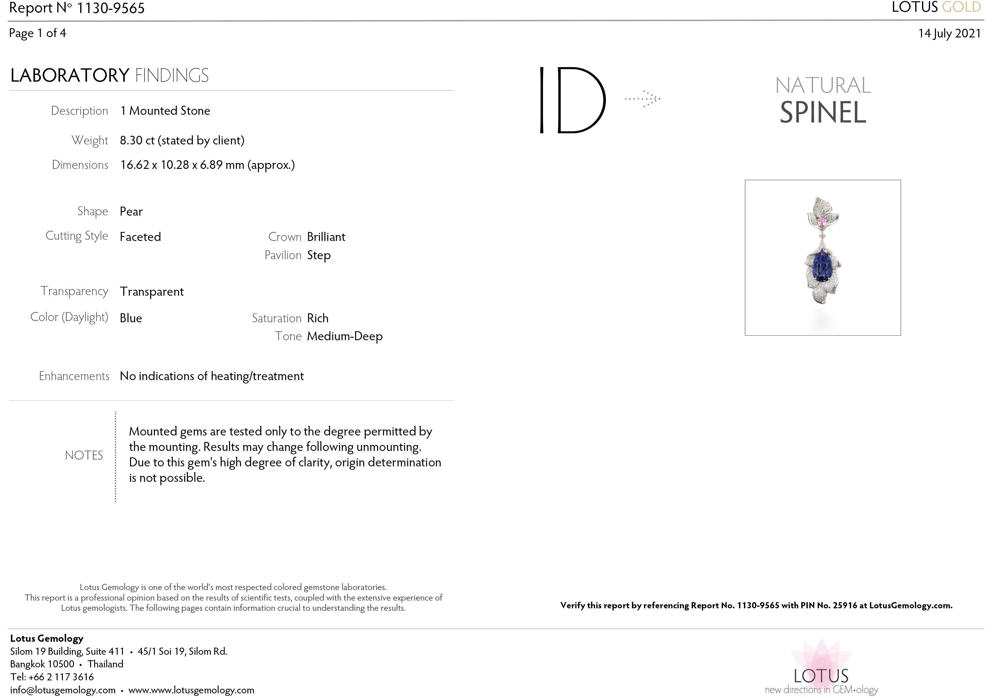 Pendientes Espinelas, Conjunto Pendientes Oro Blanco 18k Azul y Rosa y Diamantes en venta 1