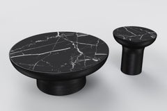 Hand-Crafted Black Marble & Resin Spinner Coffee Table, Modern Design