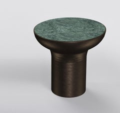 Hand-Crafted Black Marble & Resin Spinner Side Table, Modern Design