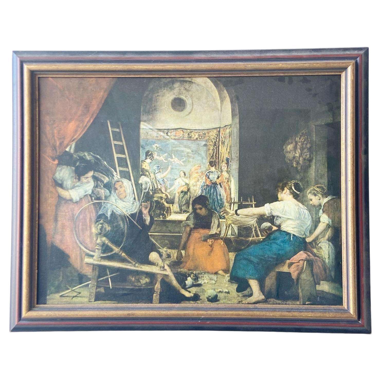 Spinners Las Hilanderas Framed Canvas Print by Diego Velázquez For Sale