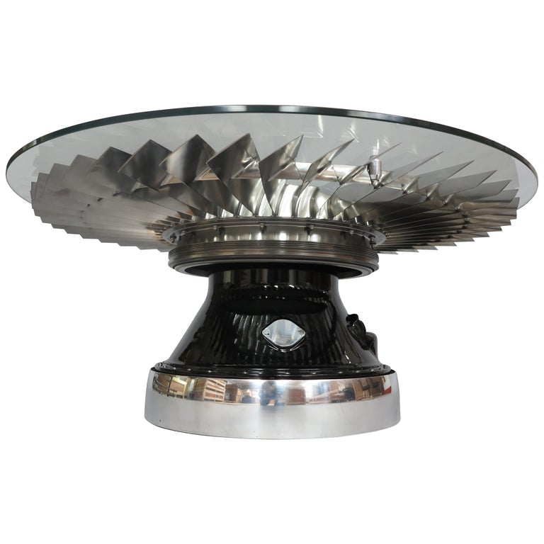 Spinning Jet Aircraft LP1 Fan Coffee Table For 1stDibs | jet engine coffee table, aircraft coffee table, jet coffee table