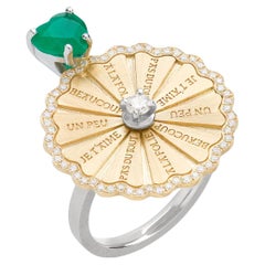 Mozafarianischer Spinning Marguerite Ring mit Smaragdherz