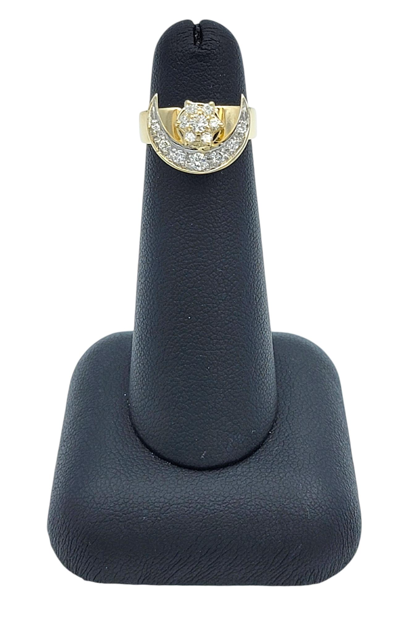 Spinning Moon and Star Celestial Band Ring with Diamonds in 14 Karat Yellow Gold For Sale 4